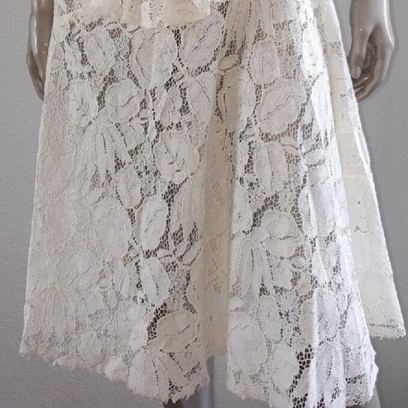 °$3,800 NEW OSCAR DE LA RENTA STUNNING IVORY WHITE FLORAL GUIPURE LACE DRESS 0 - Picture 2 of 13